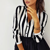 Blouse Women Casual Striped Top Shirts Casual Ladies Office
