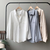 Minimalist Loose White Shirts Collar Solid