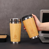 Creative Bamboo Mug Water Bottle 304 Stainless Steel Mug