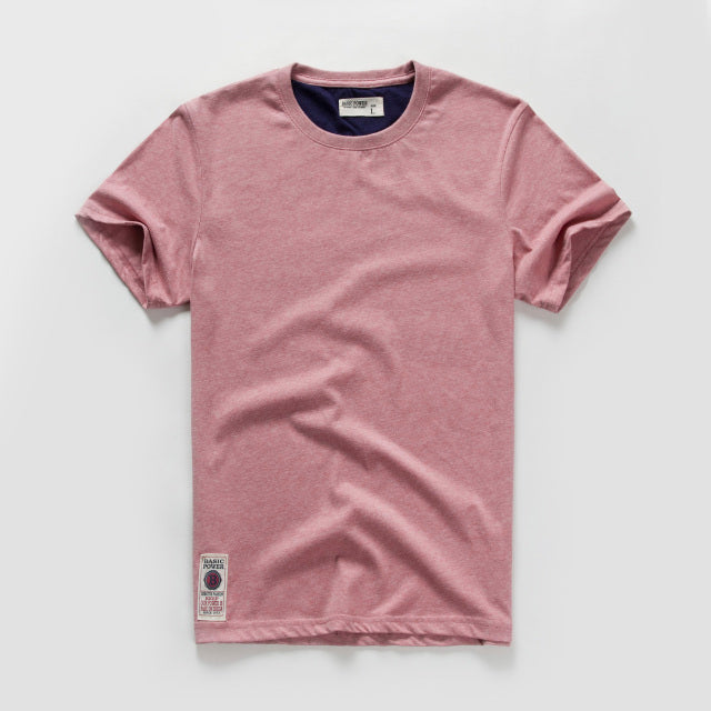 Mens T-shirt Cotton Solid Color Casual O-neck Classical Tops