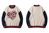 Knitted Sweaters Cute Heart Patchwork Streetwear Harajuku