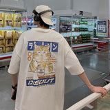 Tshirt Men Cat Cartoon Short Sleeve Japanese