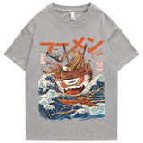 T-Shirt Men Japanese Noodle Ship Short Sleeve Streetwear