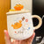 400ml Cartoon Crab Coffee Mug Spoon Cup with Lid For Student