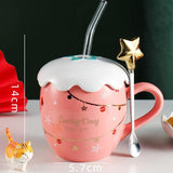 400ml Cartoon Coffee Mug with Lid Spoon