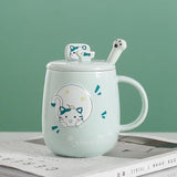 Cat Mug With Lid Spoon Ceramic of Coffee Cups