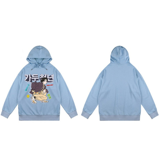 Hoodie Men Sweatshirt Cartoon Korean Print Streetwear