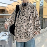Crewneck Men Full Print Sweatshirts Japanese Streetwear