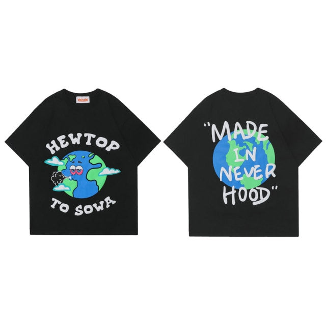 T-shirt Funny Foaming Earth Harajuku Streetwear Casual