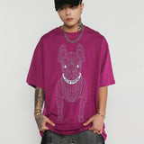 T-shirt Men Embroidery Dog Streetwear Casual Short Sleeve
