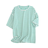 T-Shirt Women Striped Cotton Short Sleeve O Neck Casual Streetwear