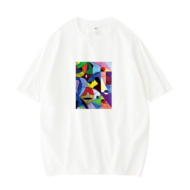 T-shirts Female Casual Abstract Short Sleeve Streetwear