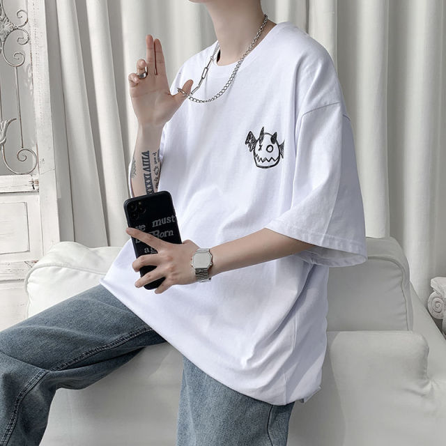 T-shirts Men Korean Style Oversized Short Sleeve