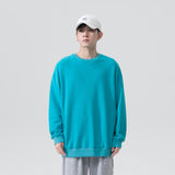 Hoodies Mens Crewneck Sweatshirt Solid Japanese Streetwear