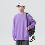 Hoodies Mens Crewneck Sweatshirt Solid Japanese Streetwear