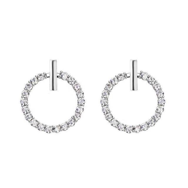 925 Sterling Silver geometric oval simple metal style detachable Earrings