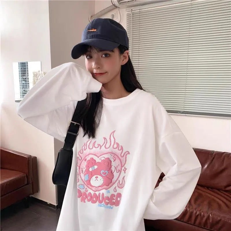 Sweatshirt Women Korean Fleece Streetwear Kpop