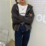 Female Sweatshirt Hooded Pullovers Soild Color Hoodies Harajuku
