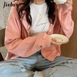 Female Sweatshirt Hooded Pullovers Soild Color Hoodies Harajuku