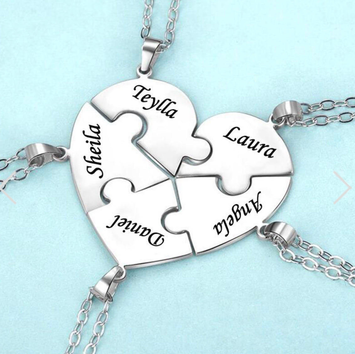 Custom Names Heart Necklace Puzzle Pendant